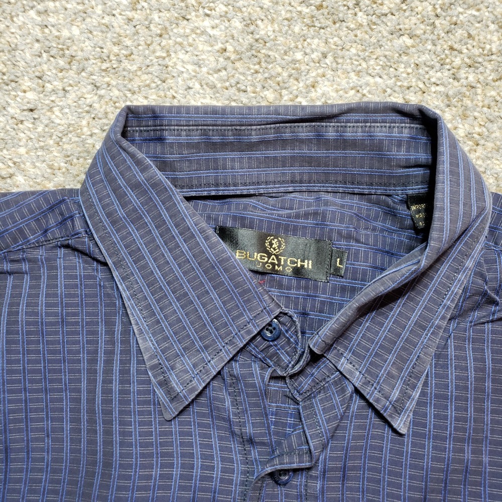 Bugatchi Shirt Mens Large Blue Button Up Long Sleeve Dress Casual - Picture 3 of 9